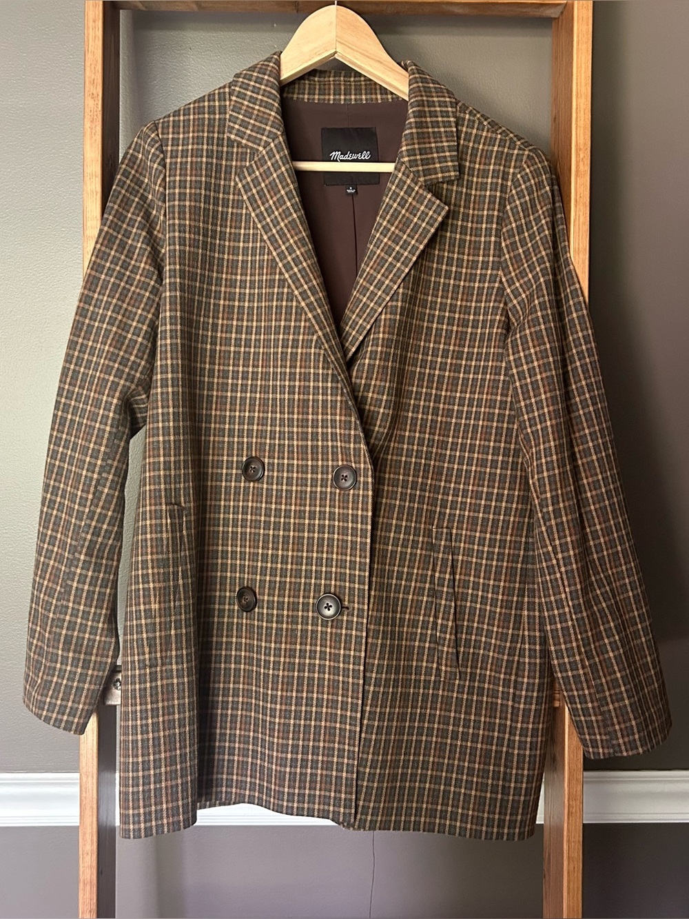 Madewell Caldwell Double-Breasted Blazer in Mandell Plaid